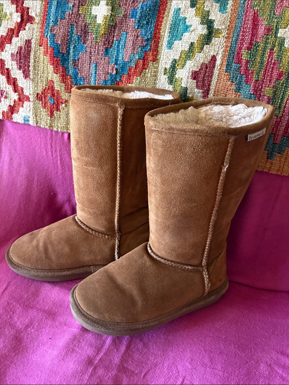 BearPaw Wool-lined Brown Suede Boots - Women